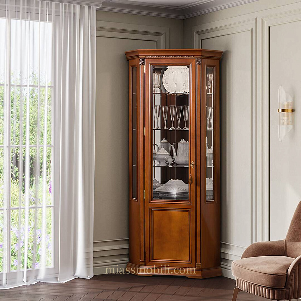 Шкаф для посуды угловой Лоренцо вишня